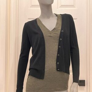 New York & Company Black Cardigan Sweater Fine Knit